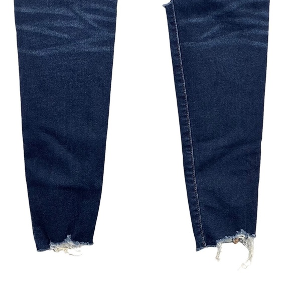 American Eagle Super Hi Rise Jegging 2 Ripped Knees Dark Wash Stretch Denim - Picture 9 of 12